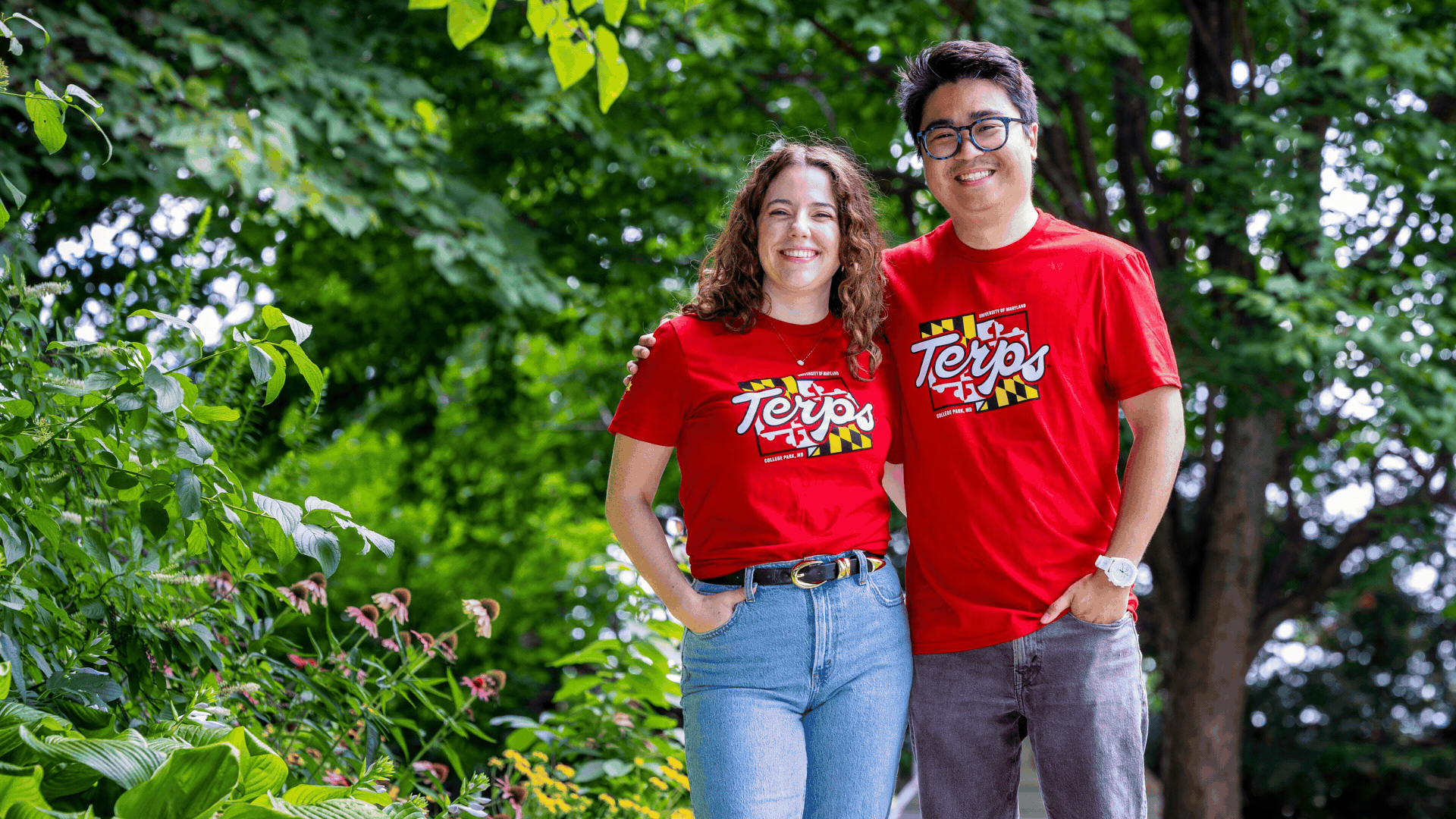 rotating photos for 2 alums wearing the 2026 homecoming t-shirt and a photo of the sleeve showing the homecoming 2026 logo